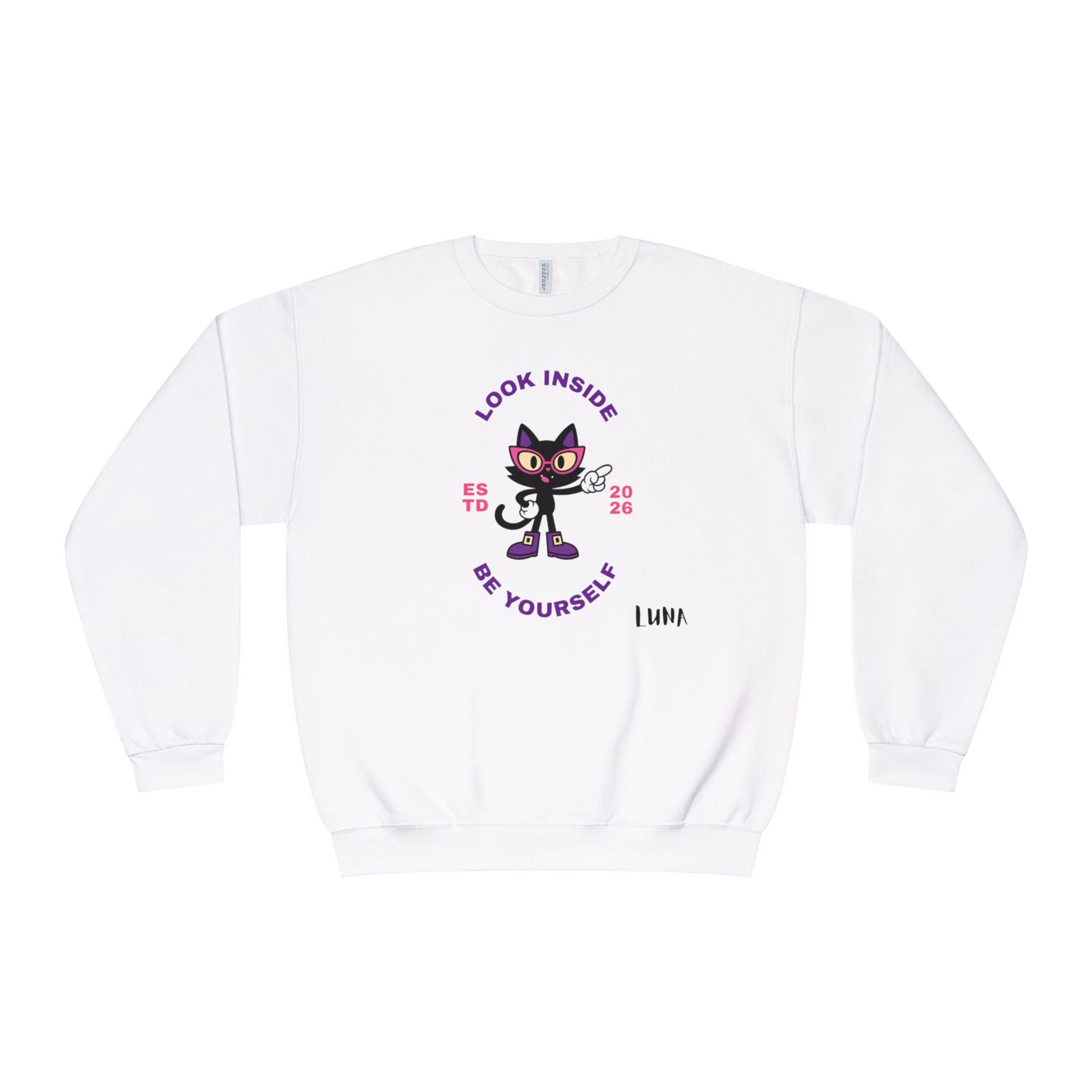LUNA Wired Differently Crewneck Sweatshirt | Look Inside Be Yourself Cat Design