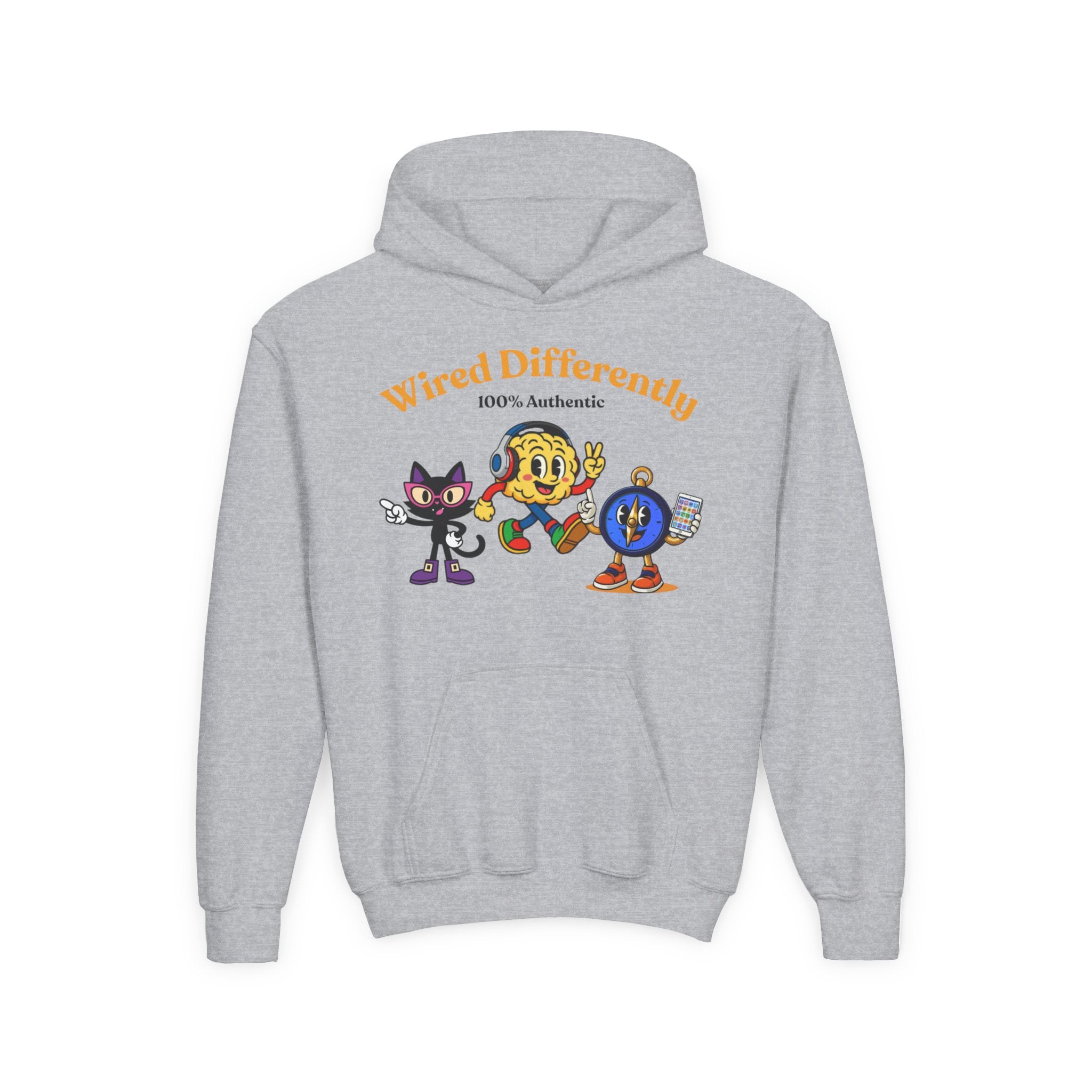 Wired Differently Youth Hoodie | SPARK LUNA TRU Neurodivergent Mascot Crew Sweatshirt