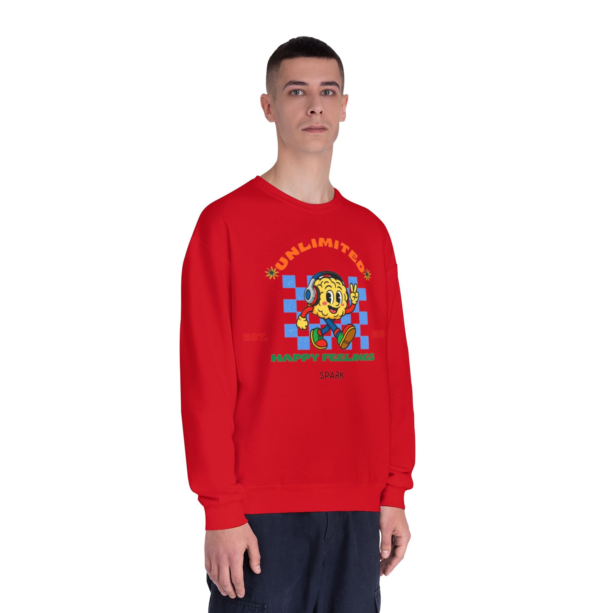 SPARK Wired Differently Crewneck Sweatshirt | Unlimited Happy Feelings Retro Pullover