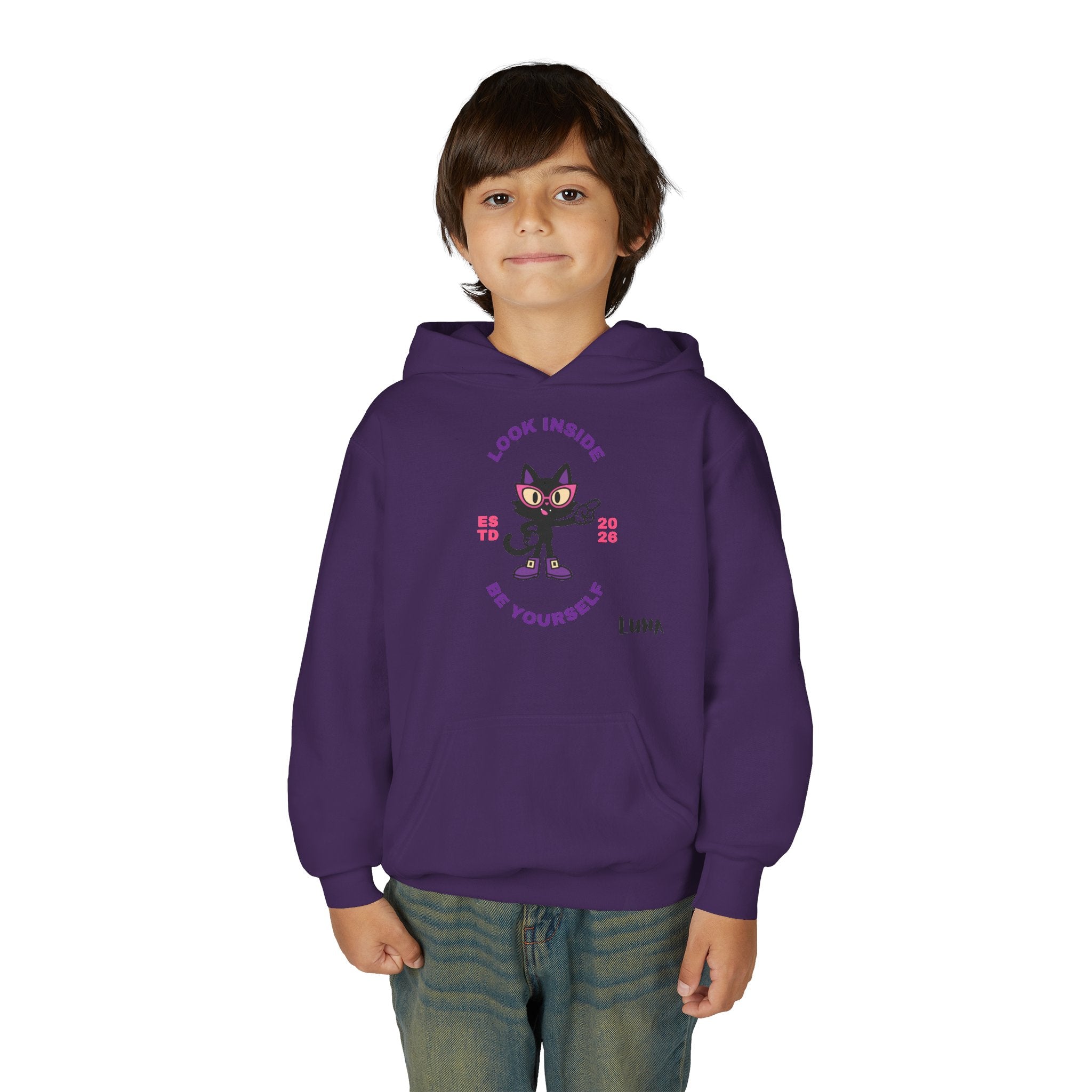 LUNA Wired Differently Youth Hoodie | Look Inside Be Yourself Cat Sweatshirt