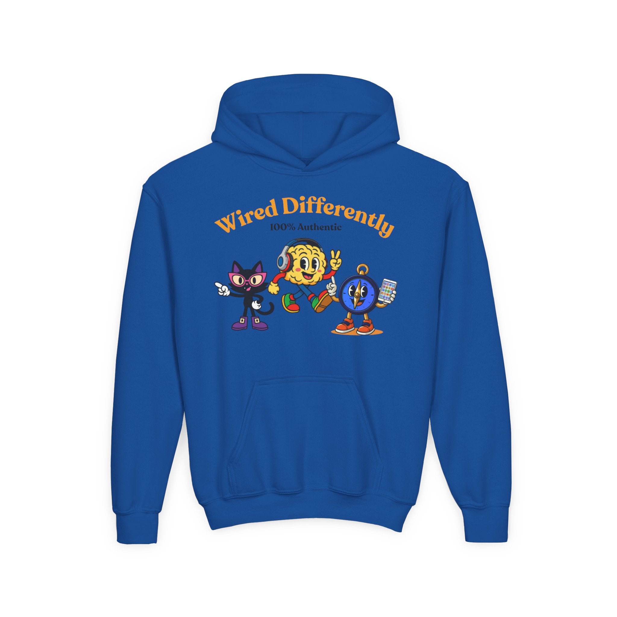 Wired Differently Youth Hoodie | SPARK LUNA TRU Neurodivergent Mascot Crew Sweatshirt