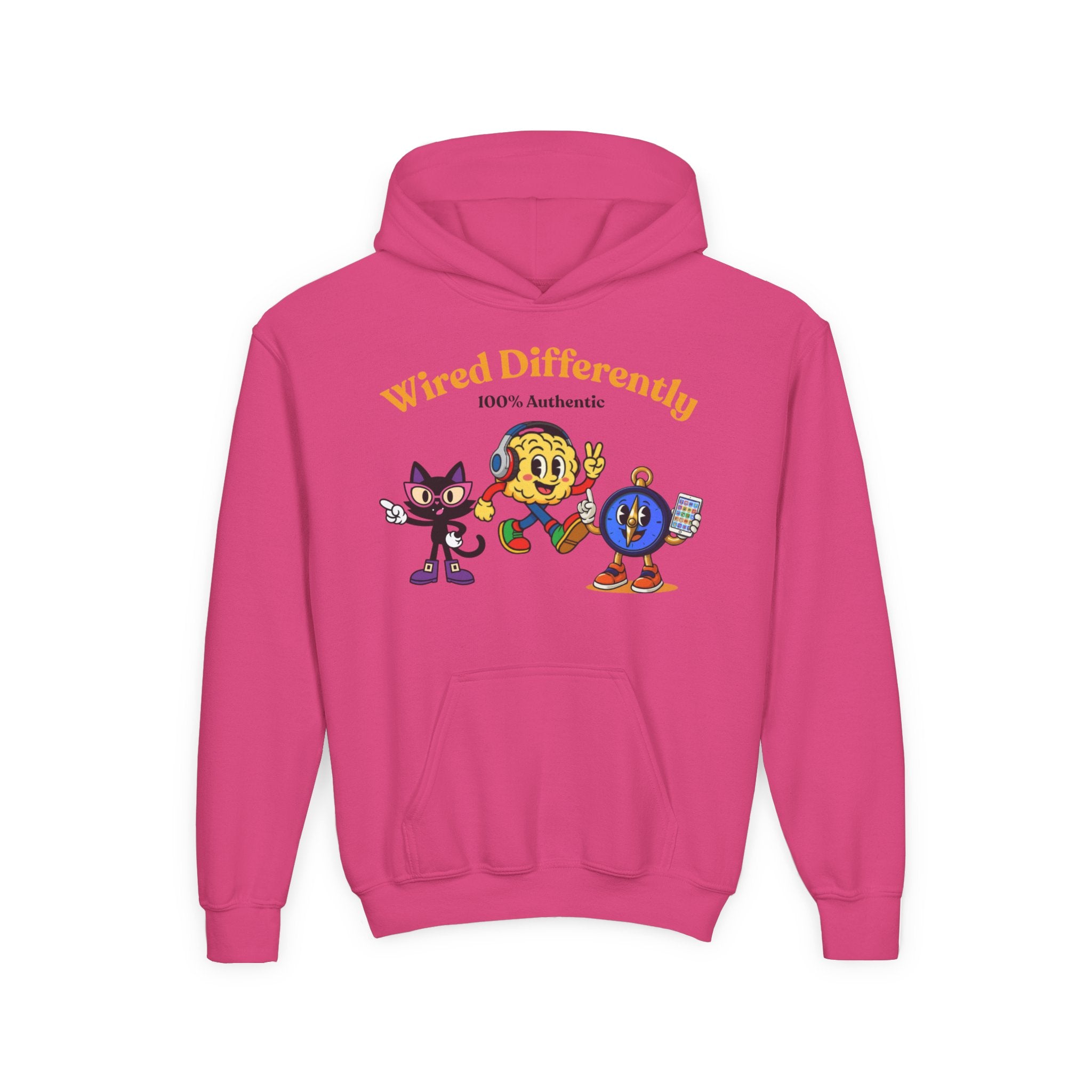 Wired Differently Youth Hoodie | SPARK LUNA TRU Neurodivergent Mascot Crew Sweatshirt