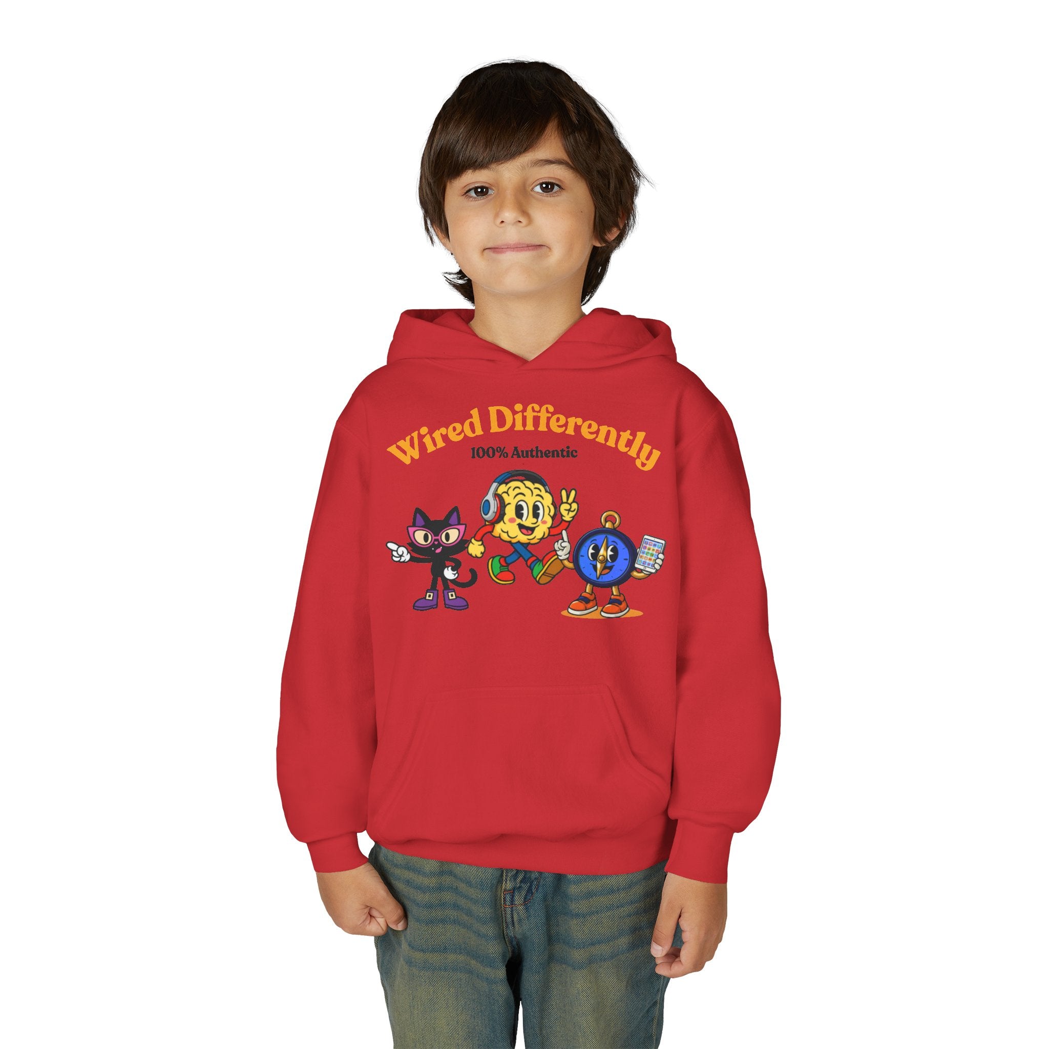 Wired Differently Youth Hoodie | SPARK LUNA TRU Neurodivergent Mascot Crew Sweatshirt