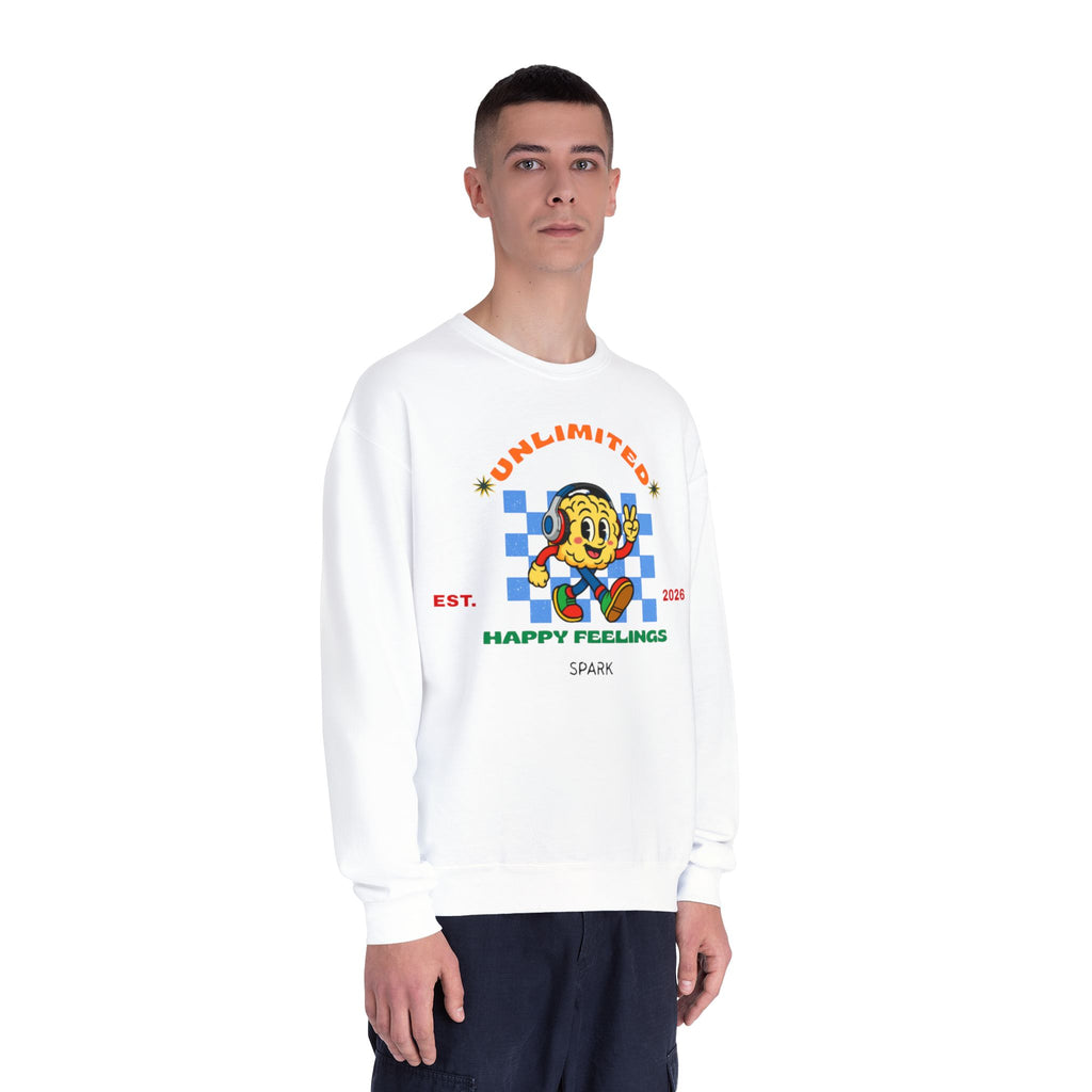 SPARK Wired Differently Crewneck Sweatshirt | Unlimited Happy Feelings Retro Pullover