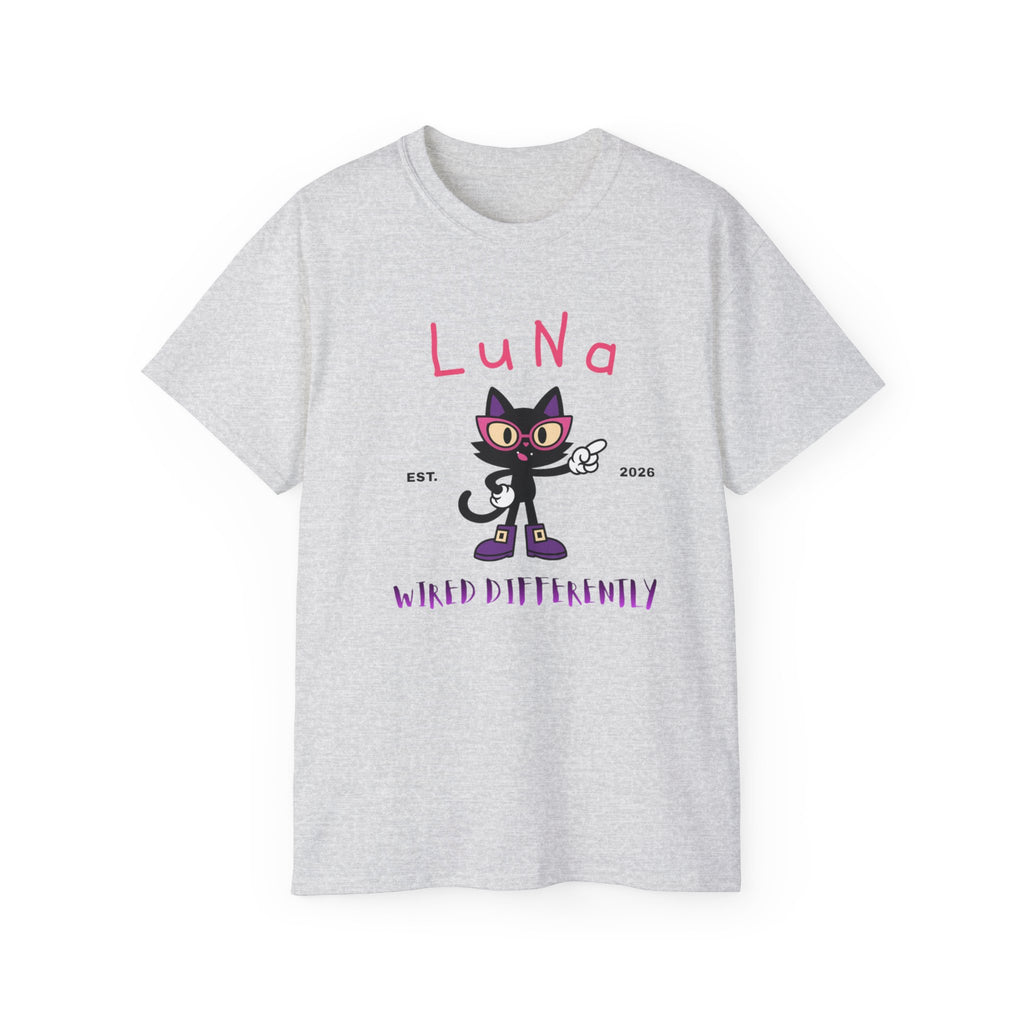 LUNA Wired Differently Tee | Neurodivergent Cat Mascot Shirt