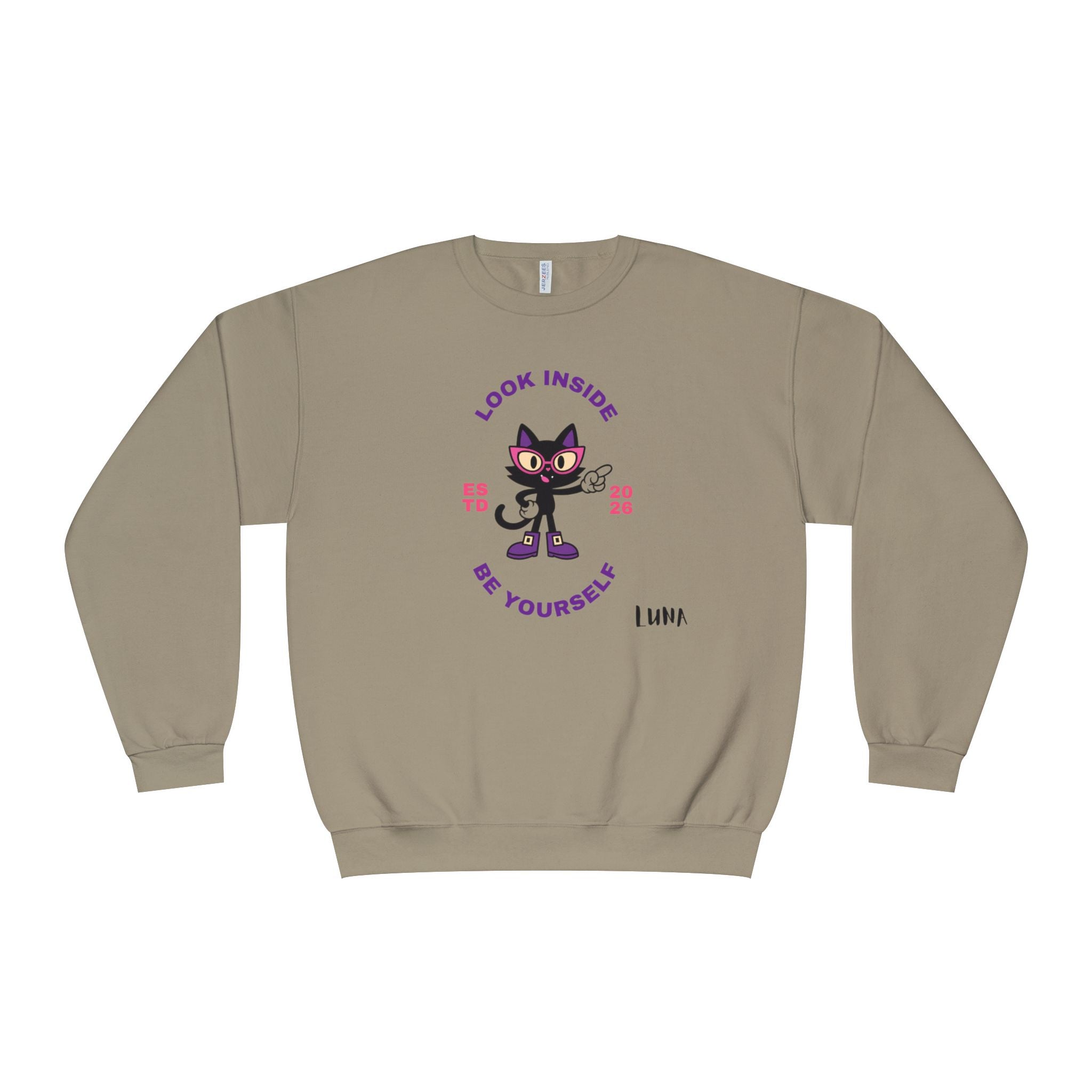 LUNA Wired Differently Crewneck Sweatshirt | Look Inside Be Yourself Cat Design