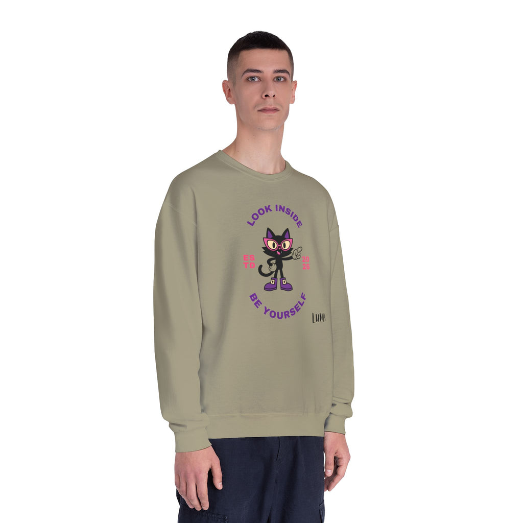 LUNA Wired Differently Crewneck Sweatshirt | Look Inside Be Yourself Cat Design