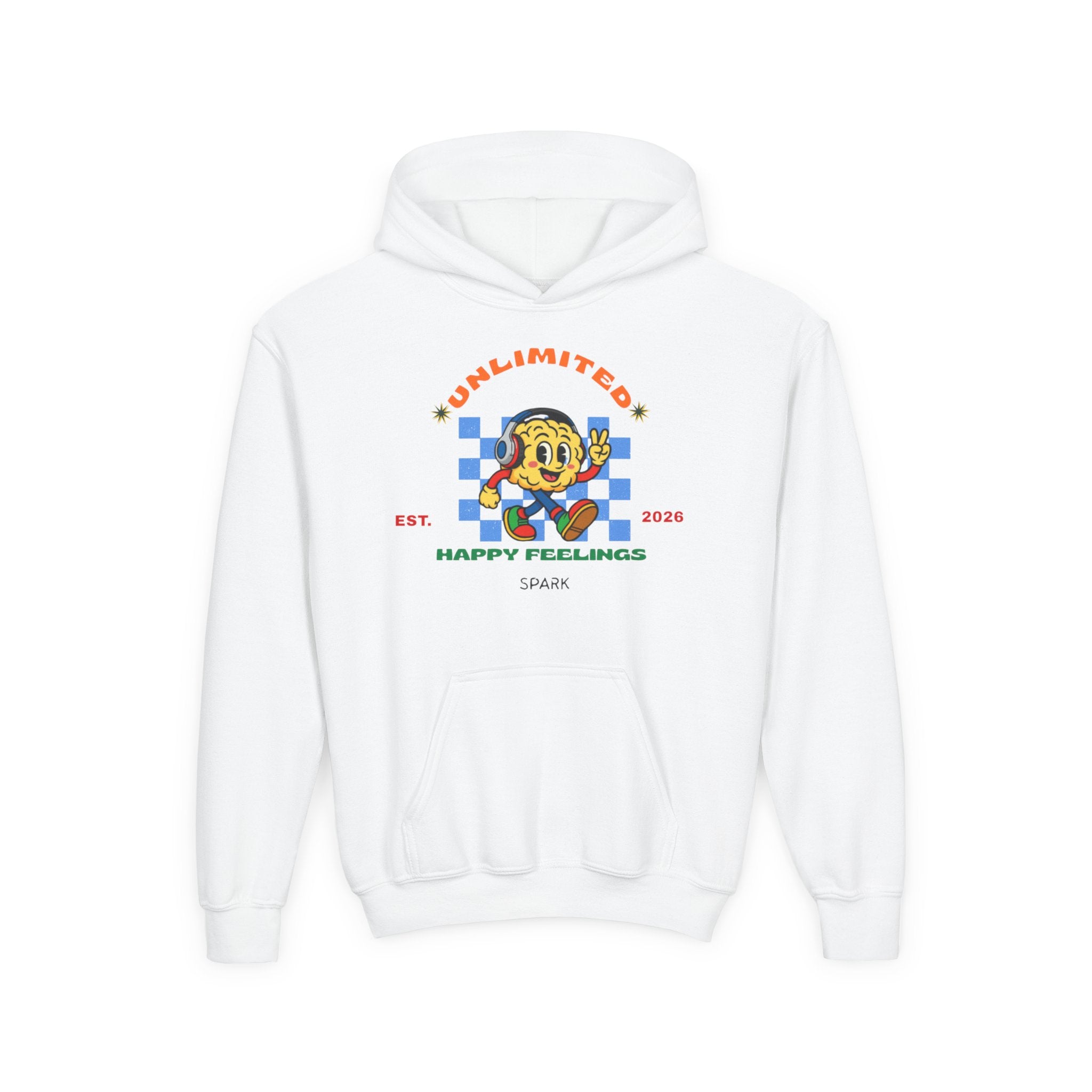 SPARK Wired Differently Youth Hoodie | Unlimited Happy Feelings Retro Sweatshirt