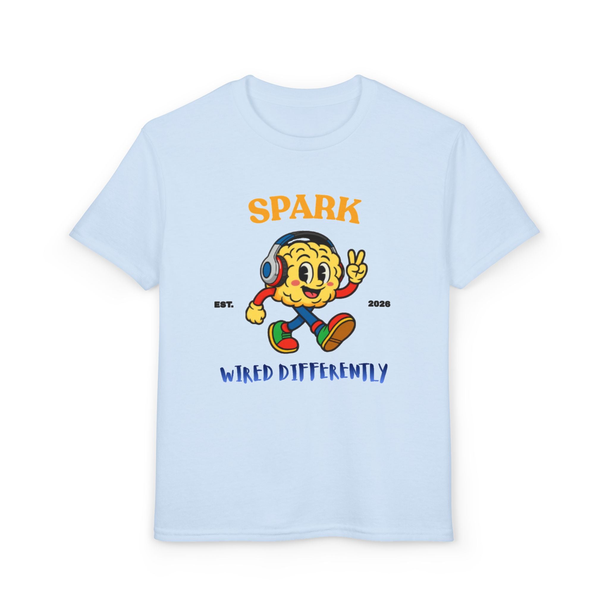 SPARK Wired Differently Youth Tee | Retro Neurodivergent Pride Kids Shirt | Wired Differently Mascot T-Shirt