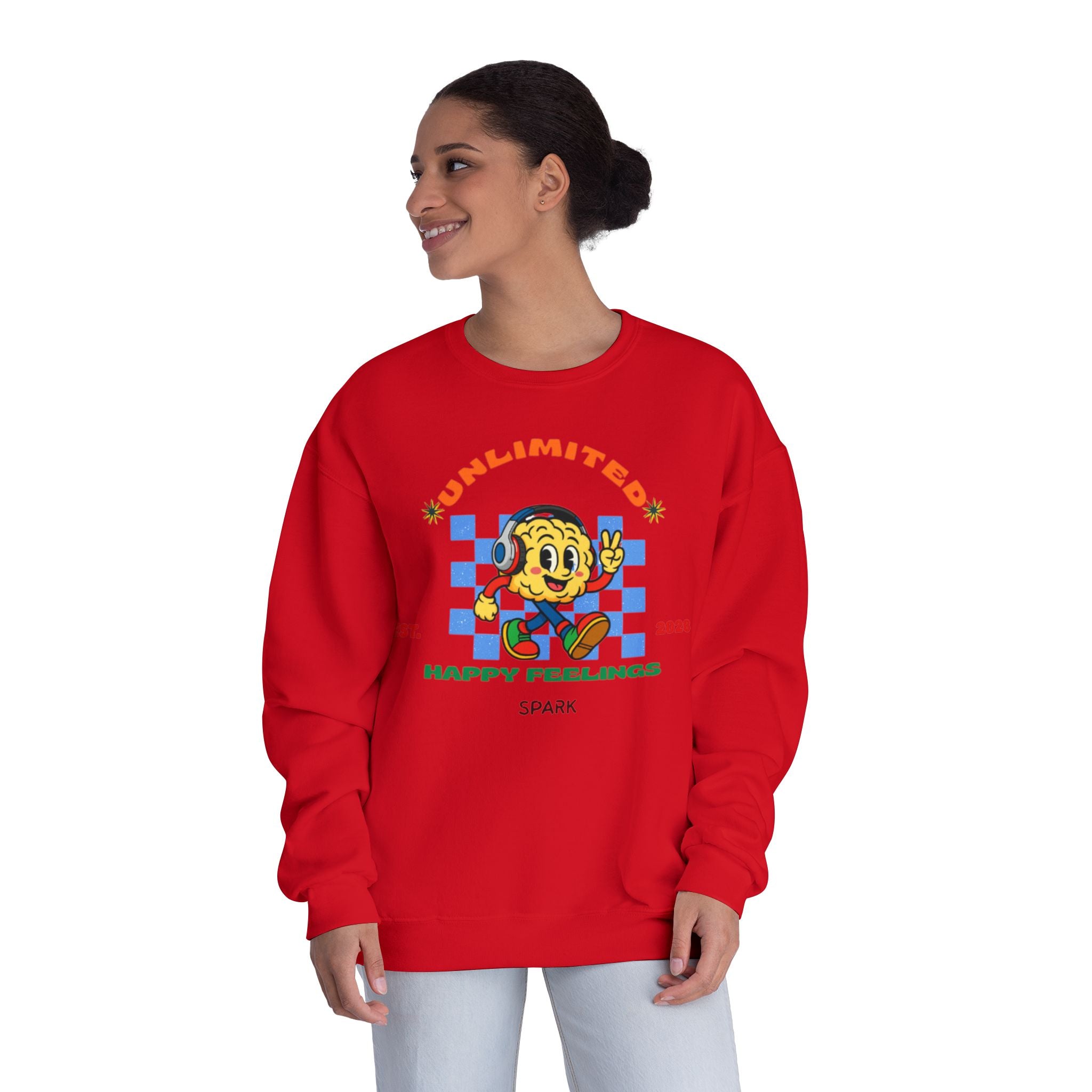 SPARK Wired Differently Crewneck Sweatshirt | Unlimited Happy Feelings Retro Pullover