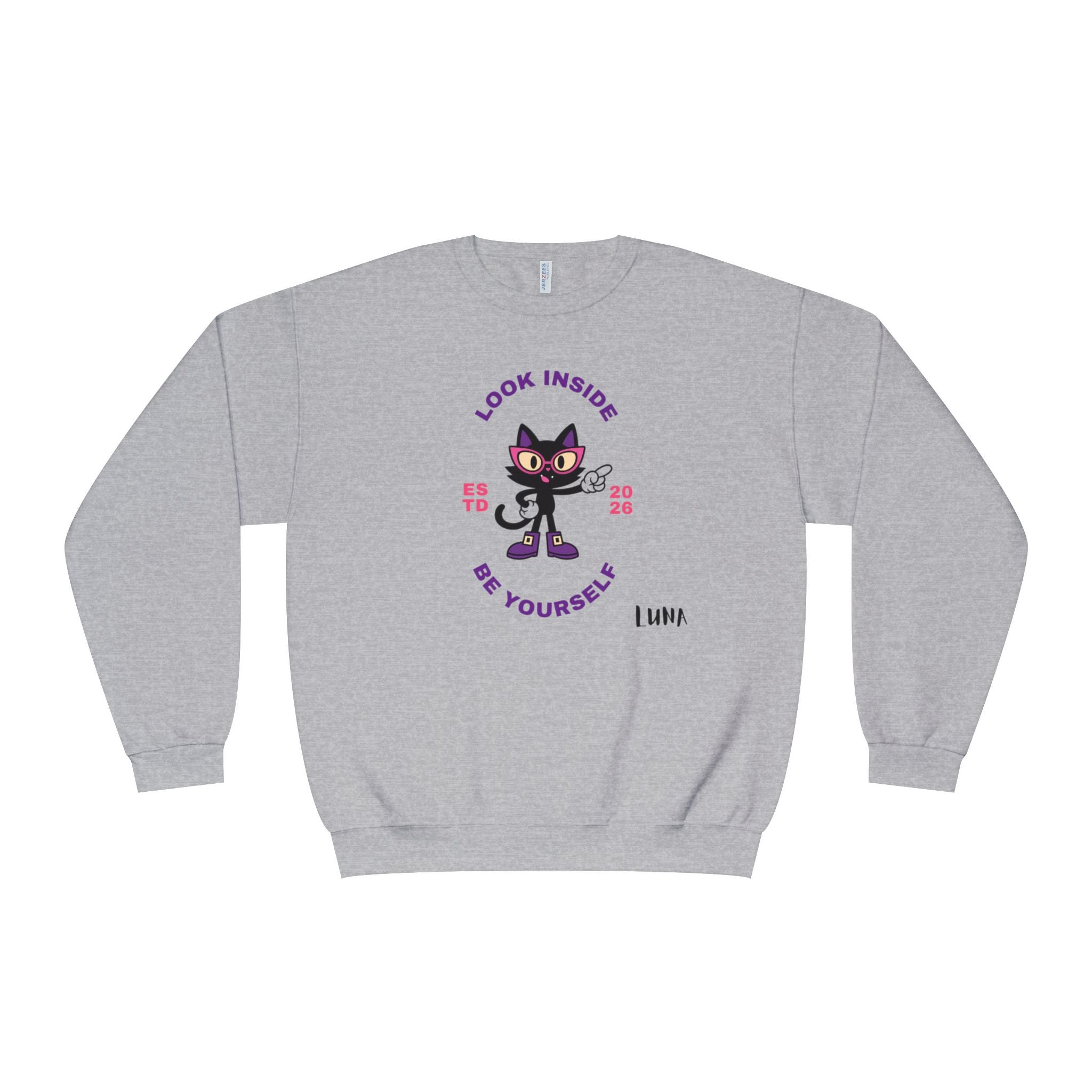 LUNA Wired Differently Crewneck Sweatshirt | Look Inside Be Yourself Cat Design
