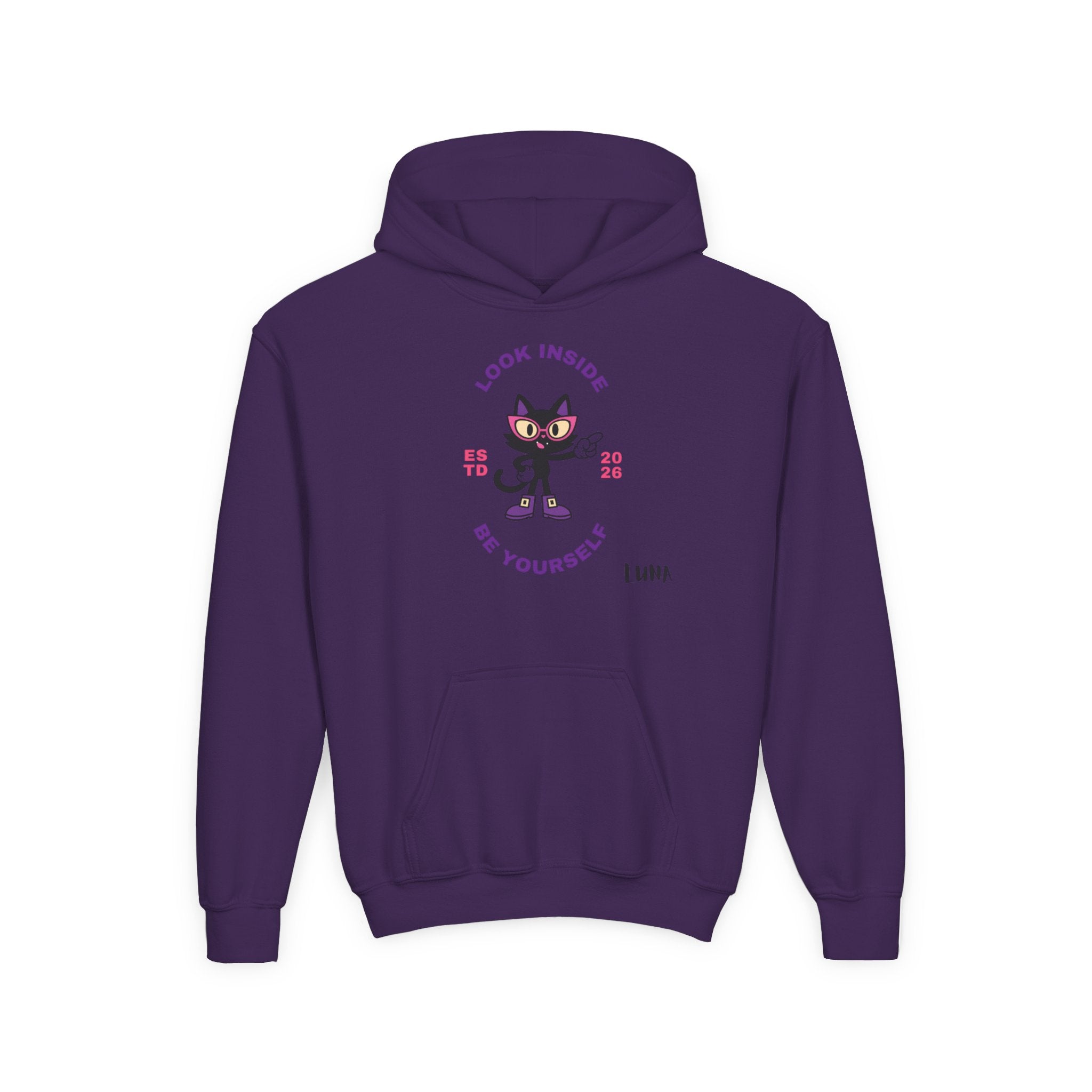 LUNA Wired Differently Youth Hoodie | Look Inside Be Yourself Cat Sweatshirt