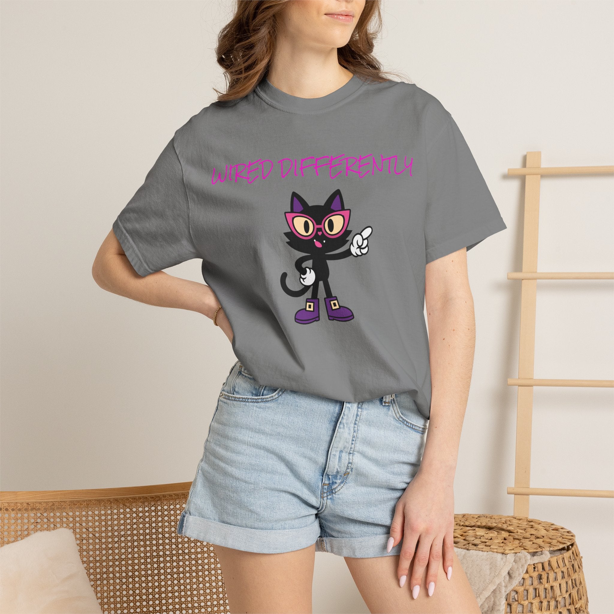LUNA Wired Differently Comfort Colors Tee | Garment-Dyed Cat Shirt