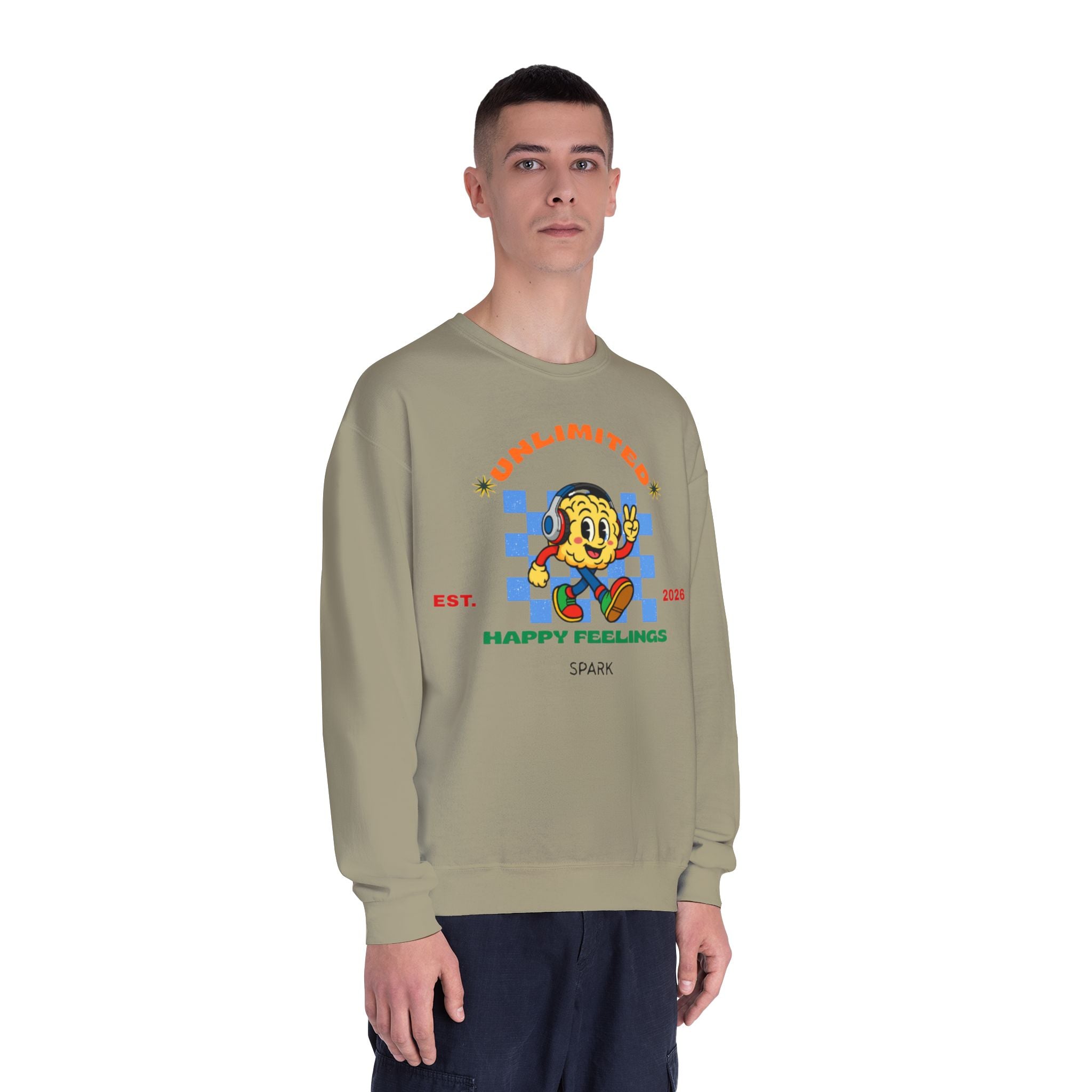 SPARK Wired Differently Crewneck Sweatshirt | Unlimited Happy Feelings Retro Pullover