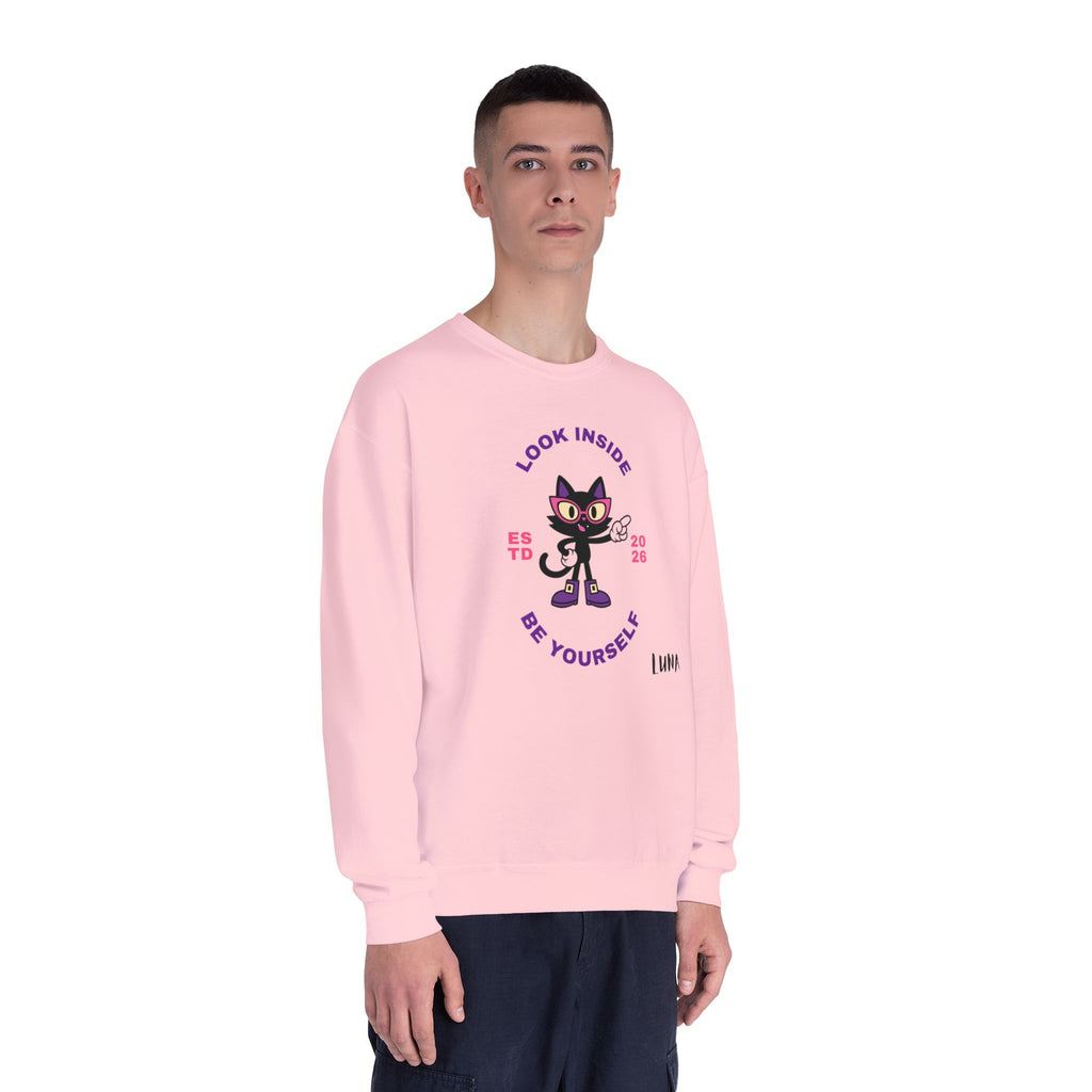 LUNA Wired Differently Crewneck Sweatshirt | Look Inside Be Yourself Cat Design