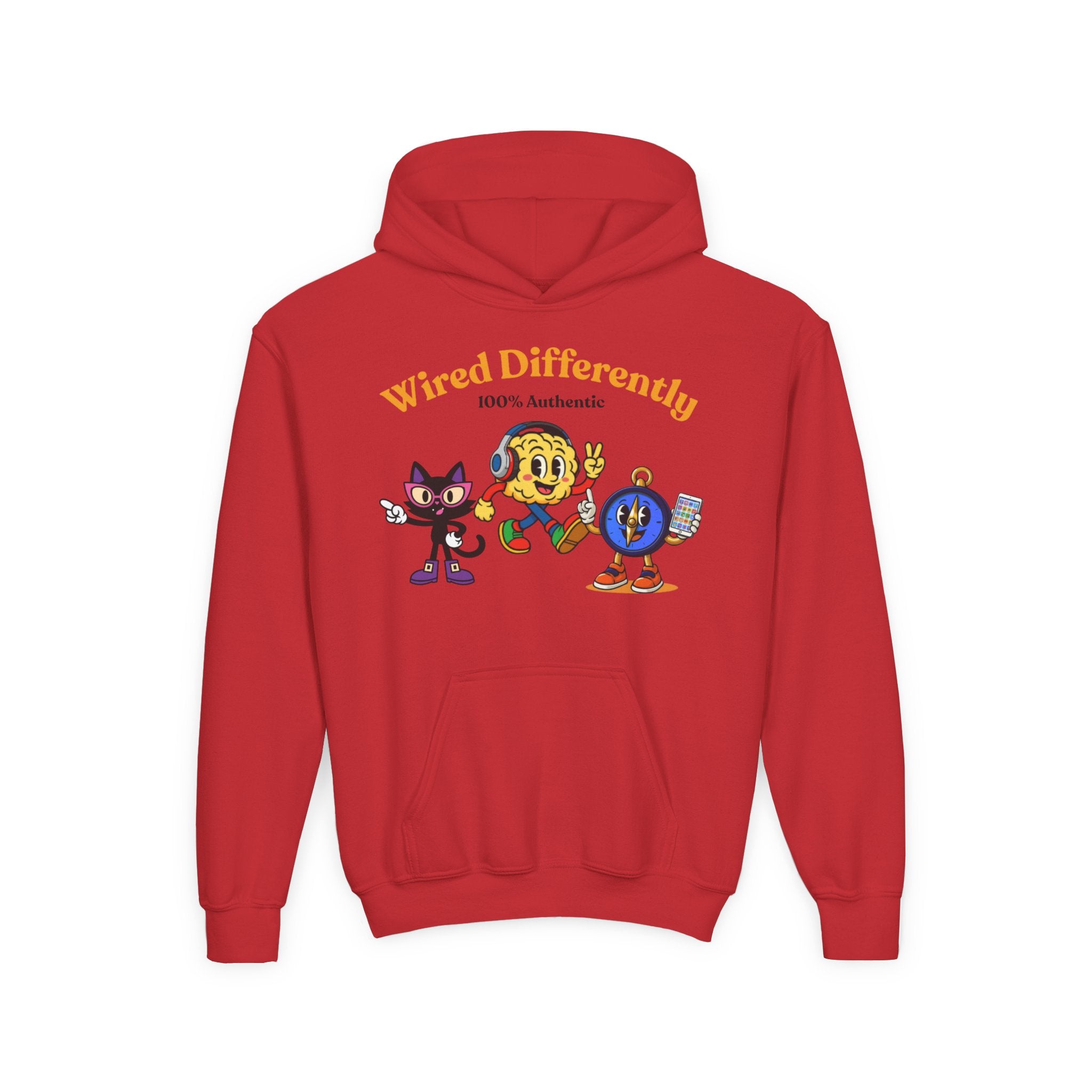 Wired Differently Youth Hoodie | SPARK LUNA TRU Neurodivergent Mascot Crew Sweatshirt
