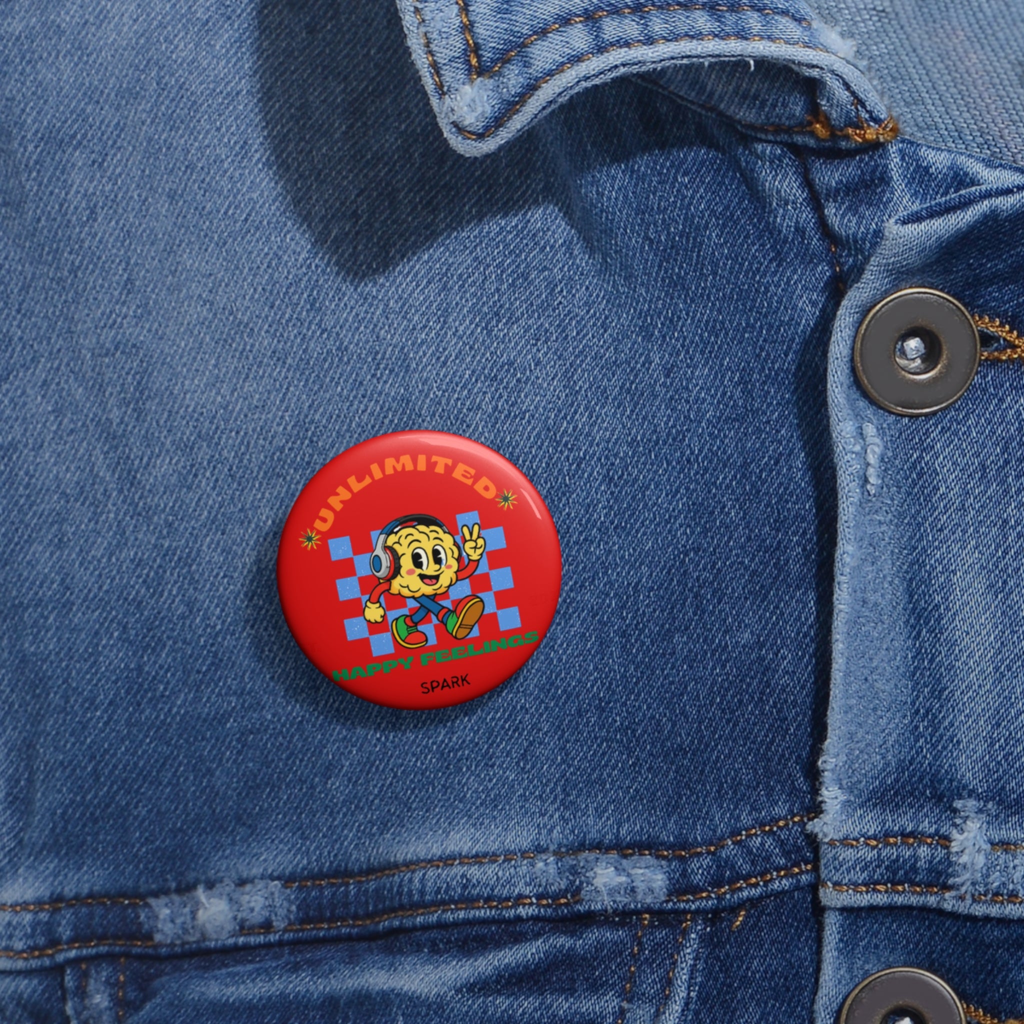SPARK Wired Differently Pin Button | Unlimited Happy Feelings Retro Smiley Enamel Pin