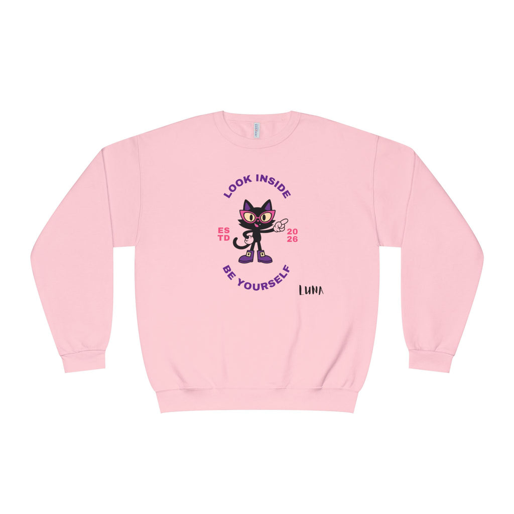 LUNA Wired Differently Crewneck Sweatshirt | Look Inside Be Yourself Cat Design