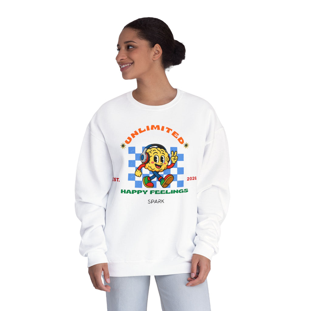 SPARK Wired Differently Crewneck Sweatshirt | Unlimited Happy Feelings Retro Pullover