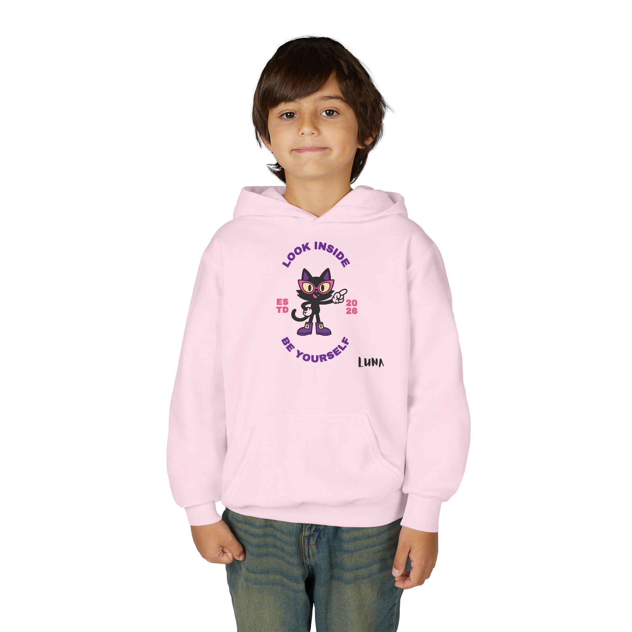 LUNA Wired Differently Youth Hoodie | Look Inside Be Yourself Cat Sweatshirt