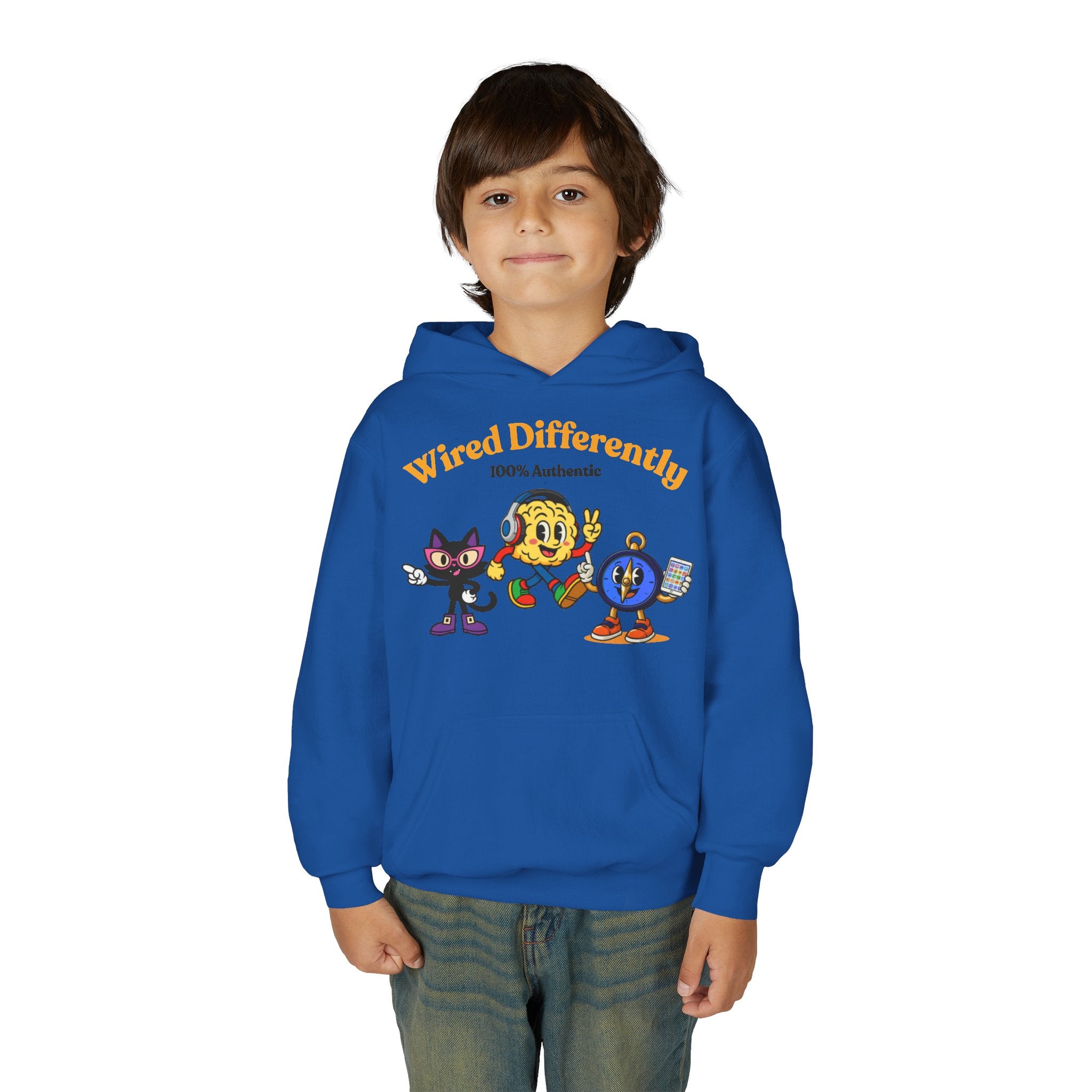 Wired Differently Youth Hoodie | SPARK LUNA TRU Neurodivergent Mascot Crew Sweatshirt