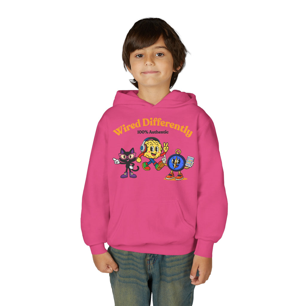 Wired Differently Youth Hoodie | SPARK LUNA TRU Neurodivergent Mascot Crew Sweatshirt