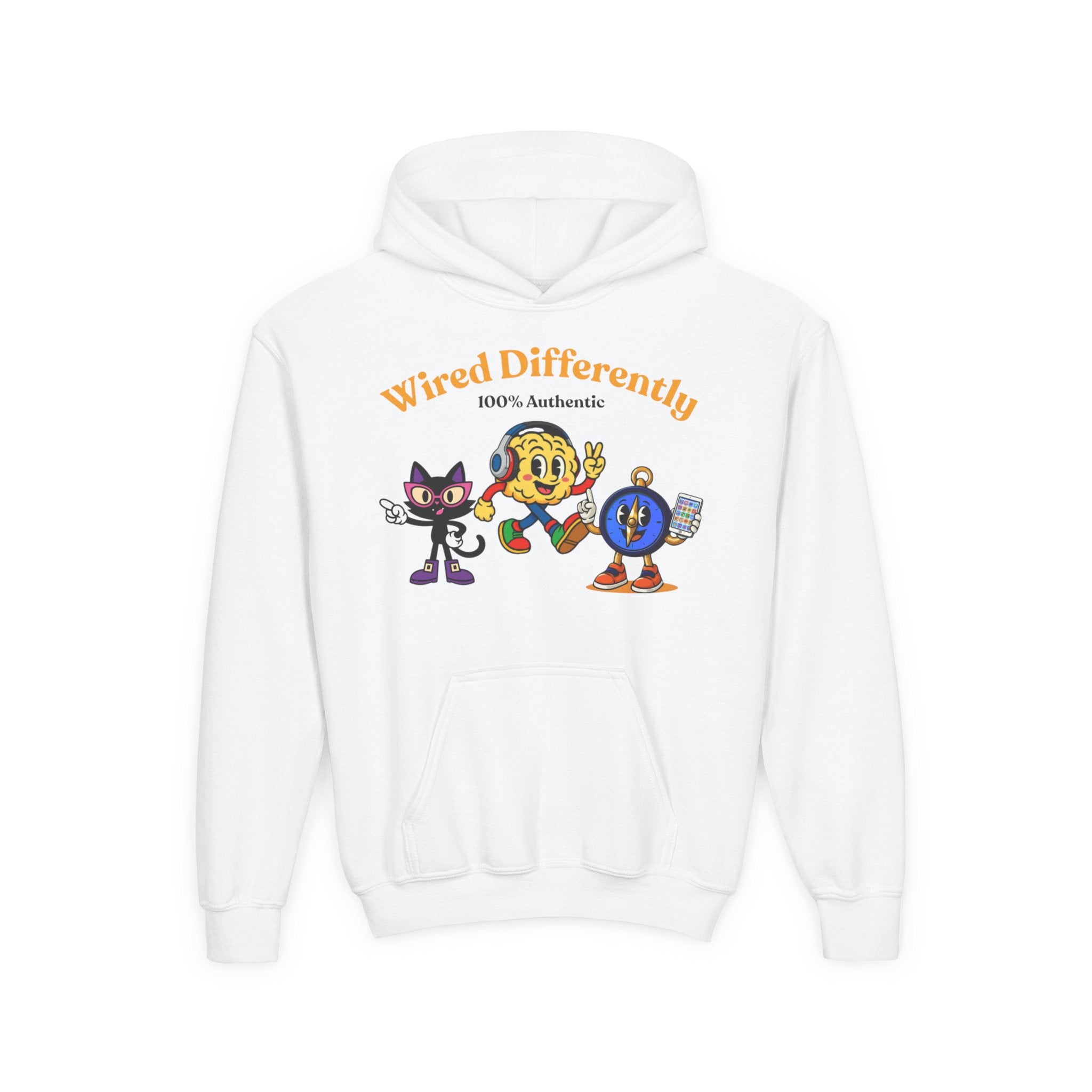 Wired Differently Youth Hoodie | SPARK LUNA TRU Neurodivergent Mascot Crew Sweatshirt