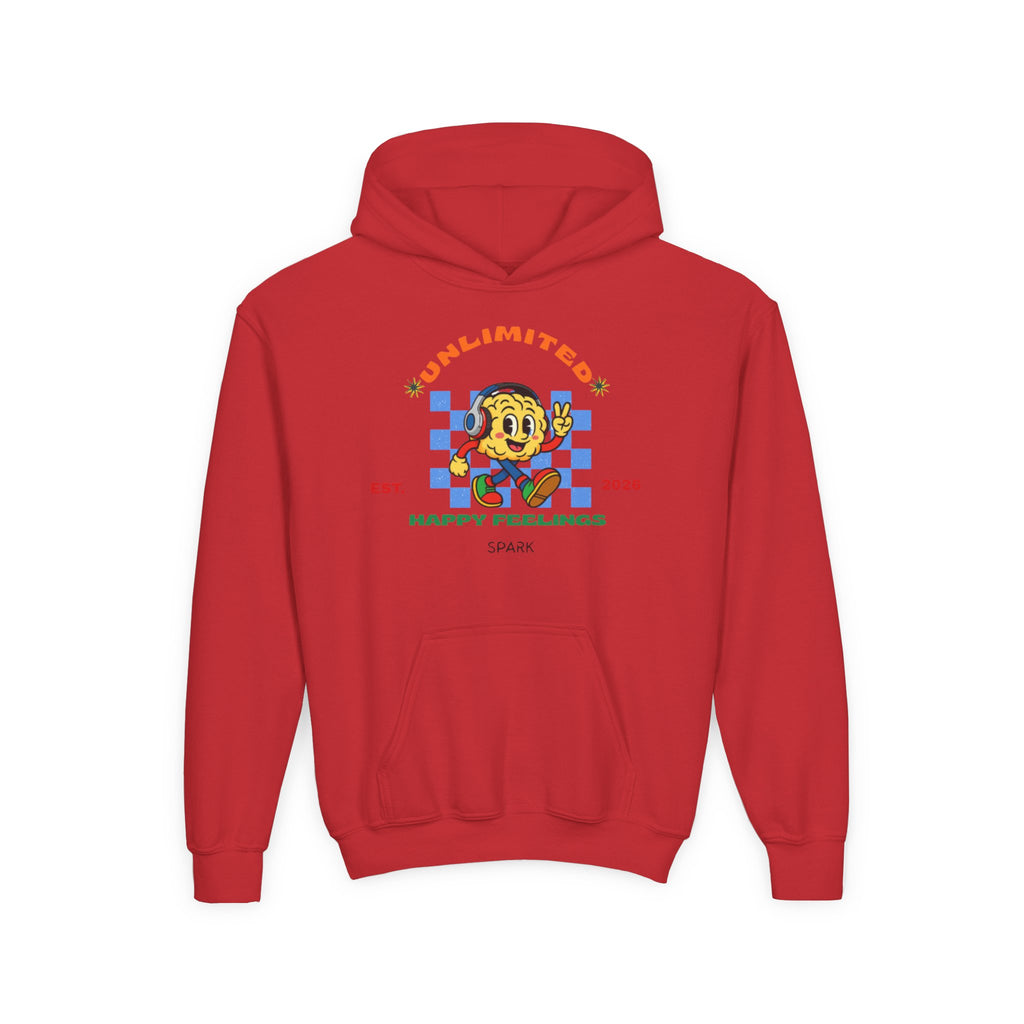 SPARK Wired Differently Youth Hoodie | Unlimited Happy Feelings Retro Sweatshirt
