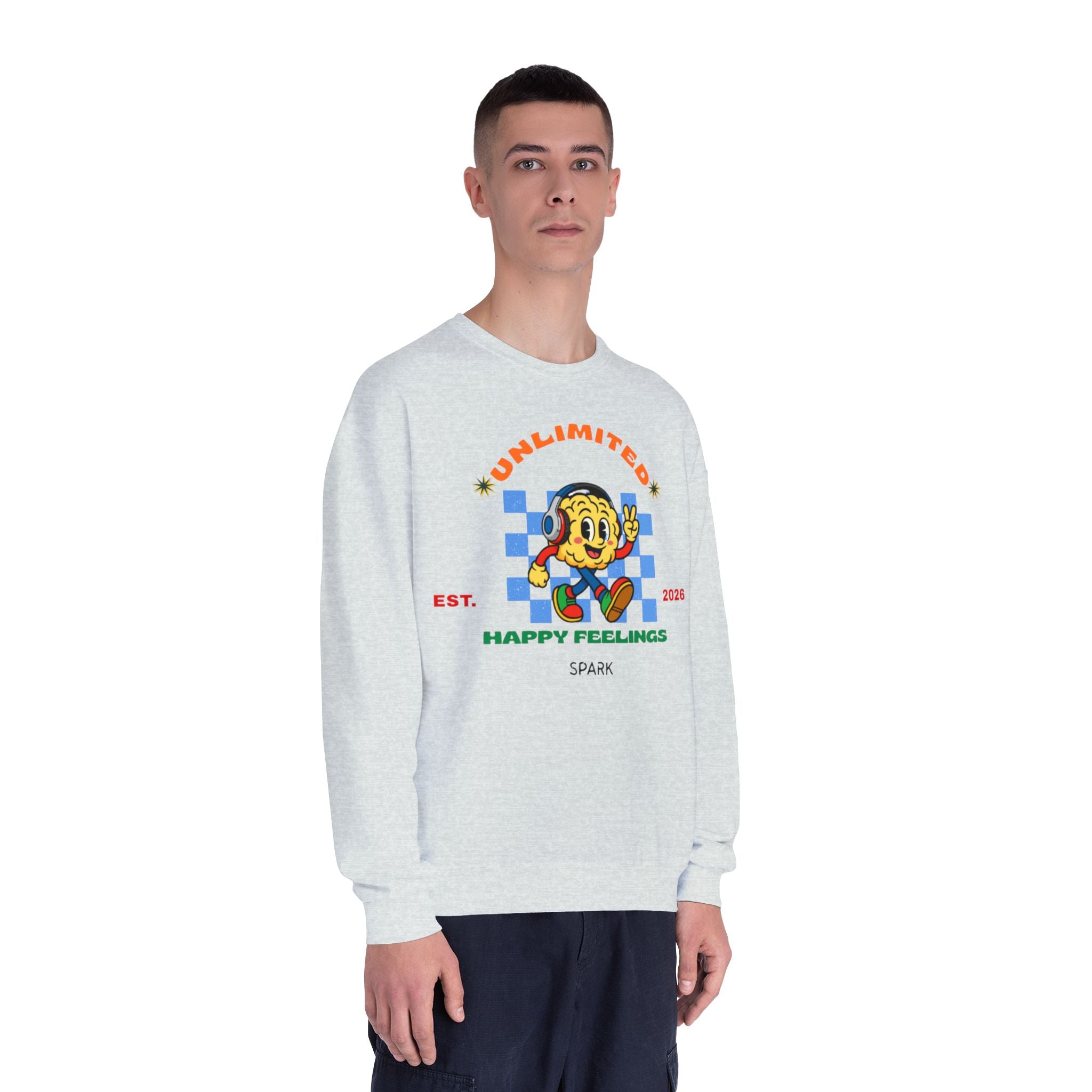 SPARK Wired Differently Crewneck Sweatshirt | Unlimited Happy Feelings Retro Pullover