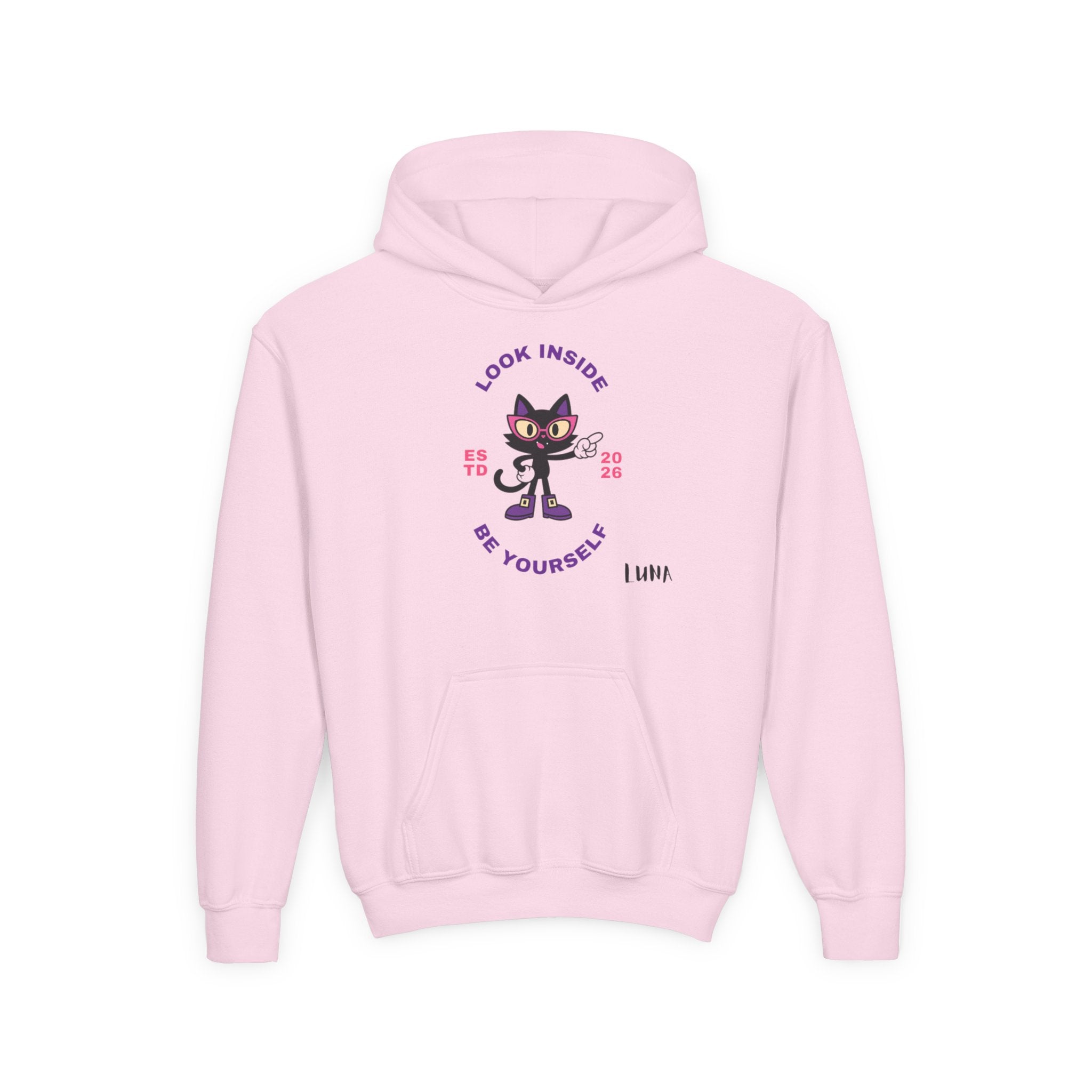 LUNA Wired Differently Youth Hoodie | Look Inside Be Yourself Cat Sweatshirt