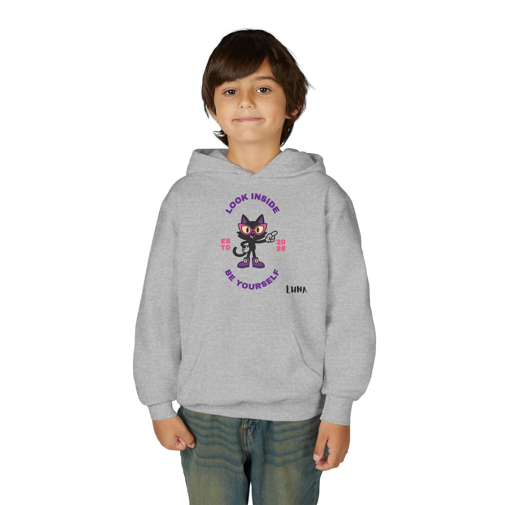 LUNA Wired Differently Youth Hoodie | Look Inside Be Yourself Cat Sweatshirt
