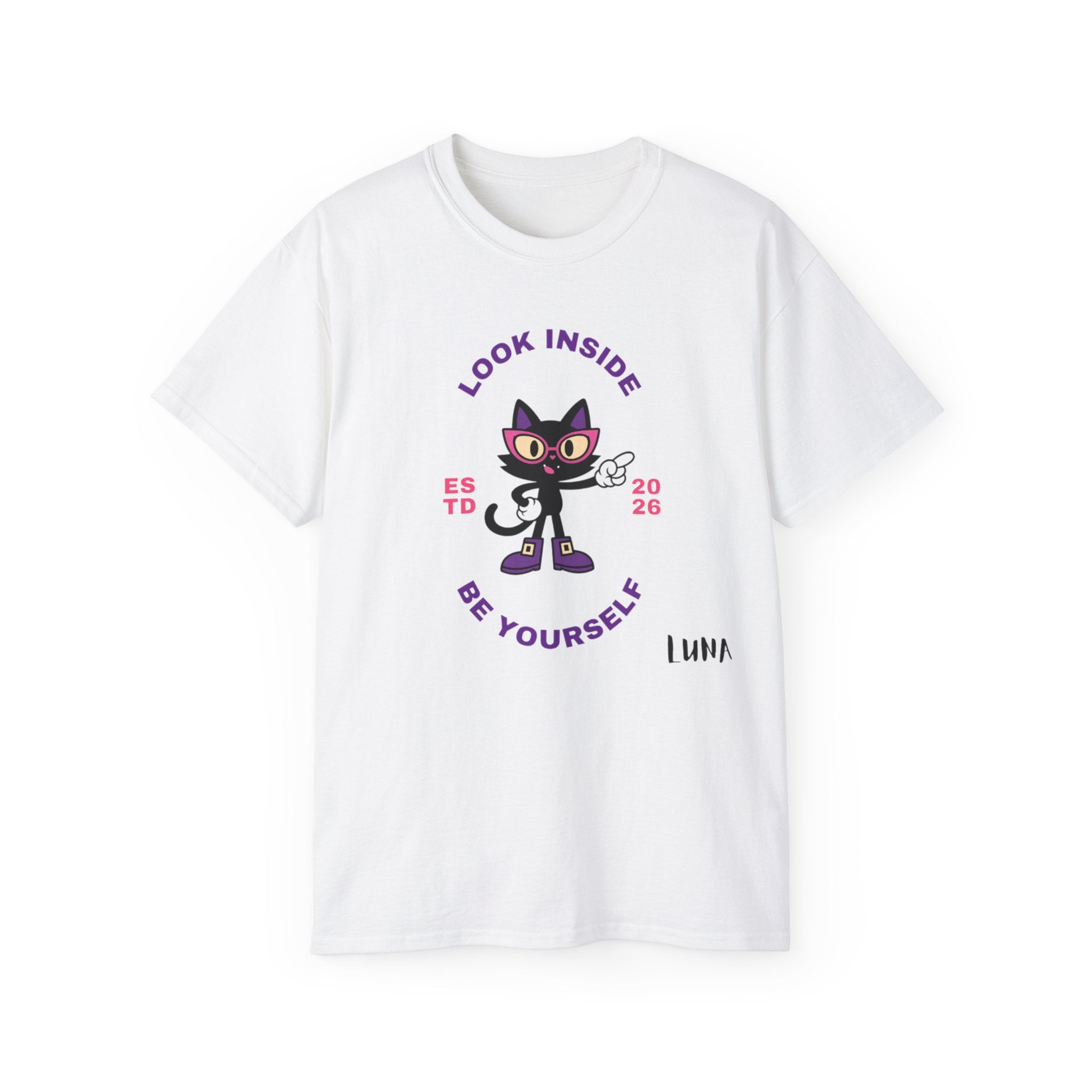 Look Inside Be Yourself Cat Tee | LUNA Neurodivergent Pride Shirt | Wired Differently Unisex T-Shirt