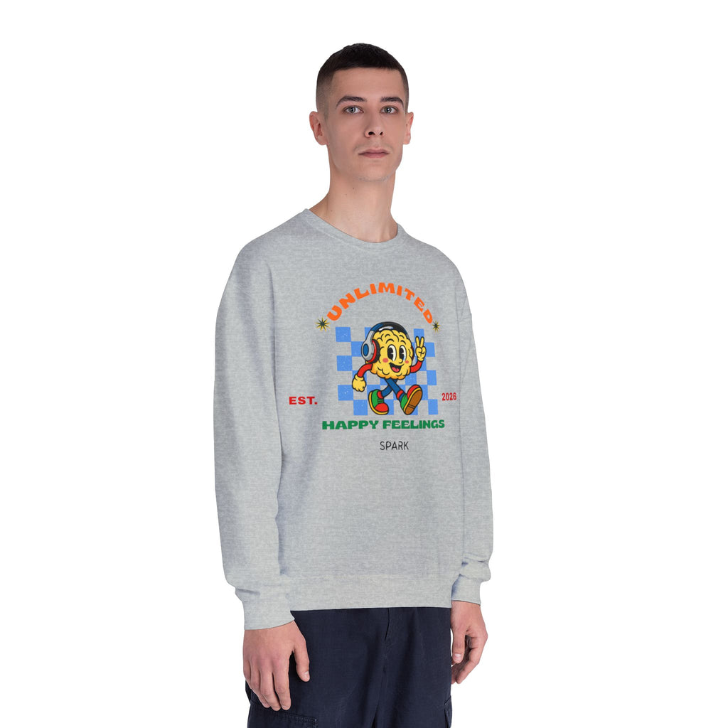 SPARK Wired Differently Crewneck Sweatshirt | Unlimited Happy Feelings Retro Pullover
