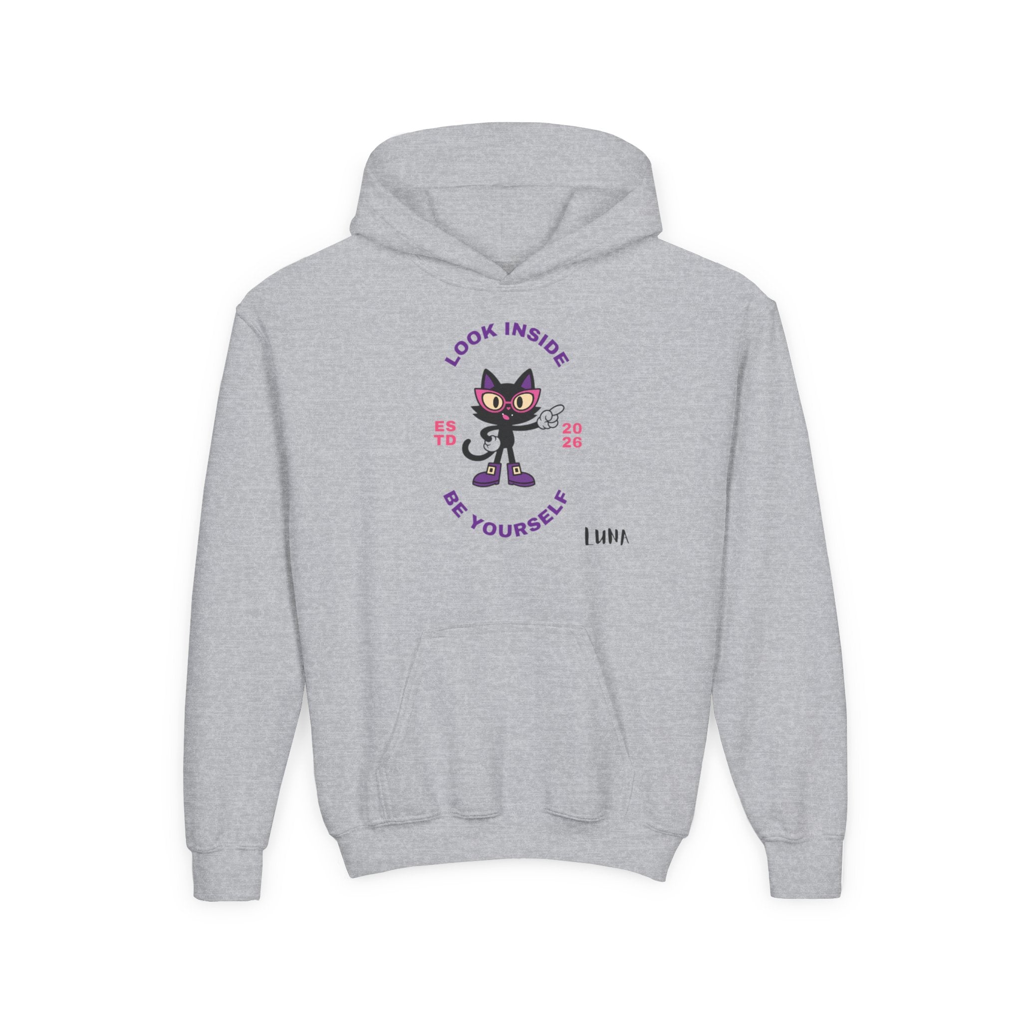 LUNA Wired Differently Youth Hoodie | Look Inside Be Yourself Cat Sweatshirt