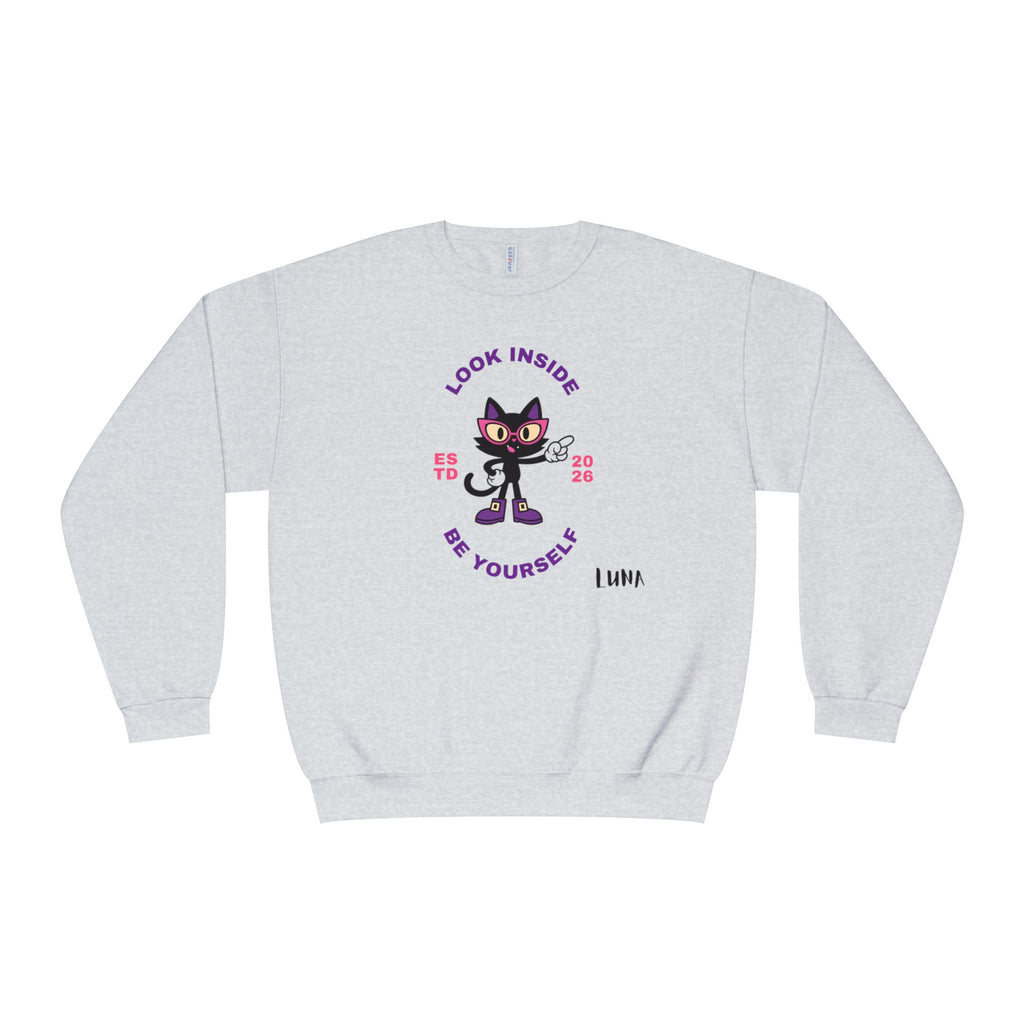 LUNA Wired Differently Crewneck Sweatshirt | Look Inside Be Yourself Cat Design