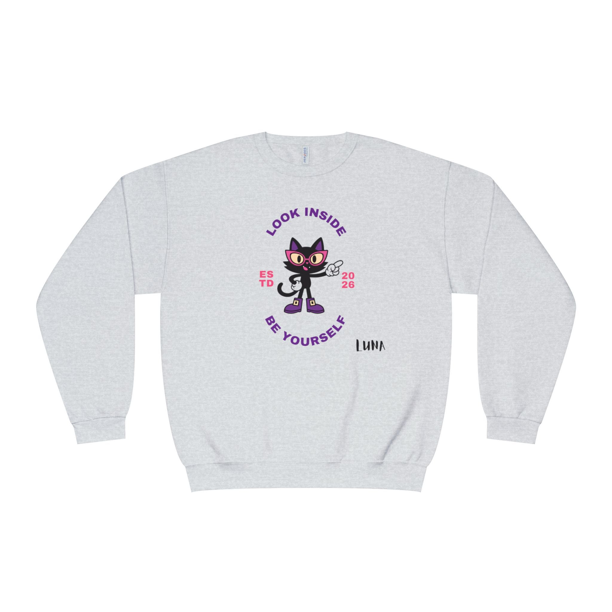 LUNA Wired Differently Crewneck Sweatshirt | Look Inside Be Yourself Cat Design